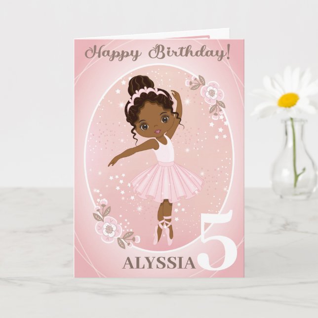 Ballerina Happy Birthday Card |  Add any Age  (Small Plant)