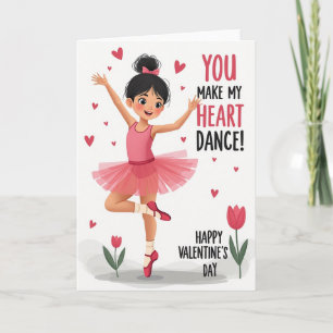 Ballerina Heart Dance Valentines Card