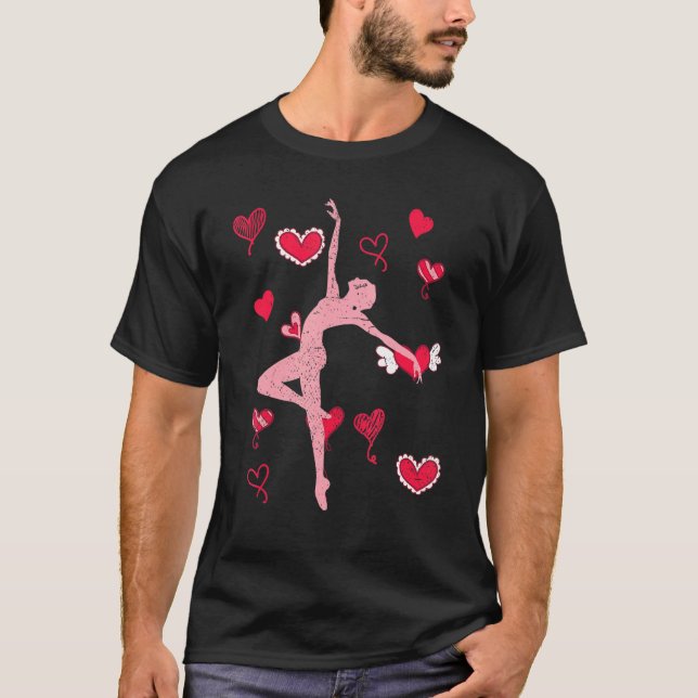 Ballerina Hearts En Pointe Ballet Dancer Dancing B T-Shirt (Front)