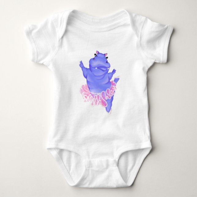 Ballerina Hippo Baby Bodysuit (Front)
