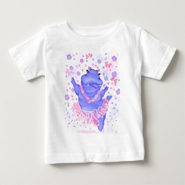 Ballerina Hippo Ballet Dancer Funny Baby T-Shirt (Front)