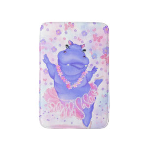 Ballerina Hippo Funny Bath Mat Happy Ballet Dancer