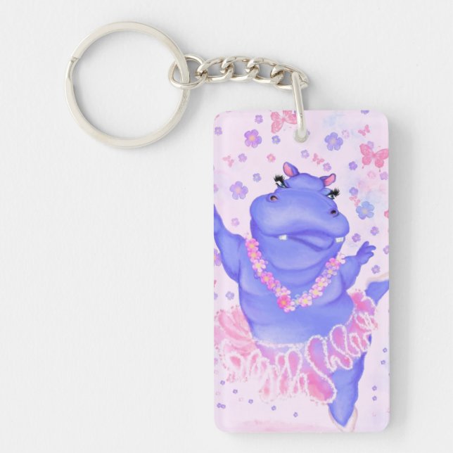 Ballerina Hippo Funny Keychain Happy Ballet Dancer (Front)