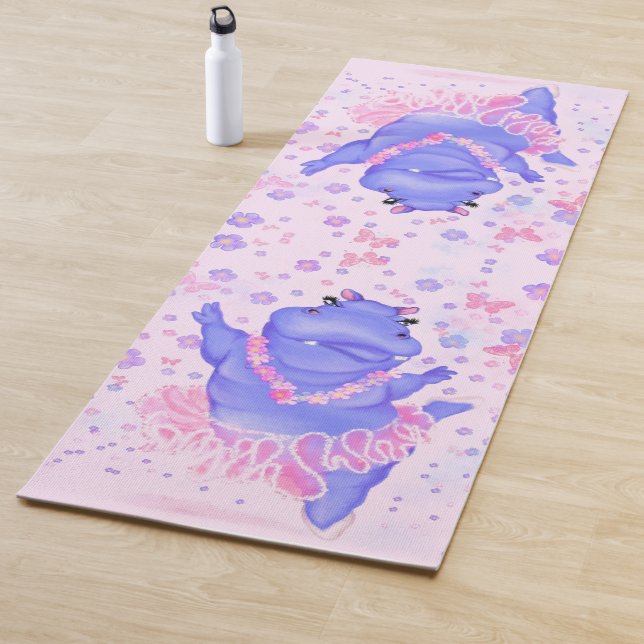 Ballerina Hippo Funny Yoga Mat Happy Ballet Dancer (In Situ)