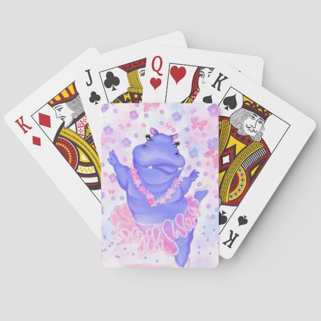 Ballerina Hippo Playing Cards Happy Ballet Dancer (Back)