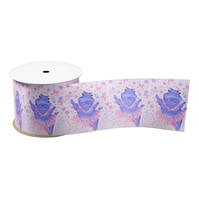 Ballerina Hippo Ribbon Satin Ribbon (Spool)