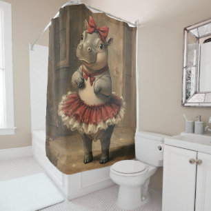 Ballerina Hippos Christmas Tutu Shower Curtain