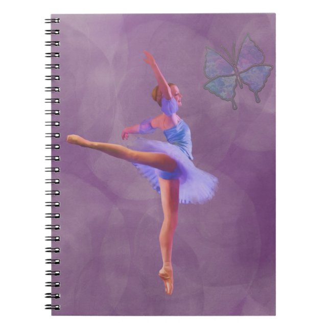 Ballerina in Arabesque Position in Purple and Blue Notebook (Front)