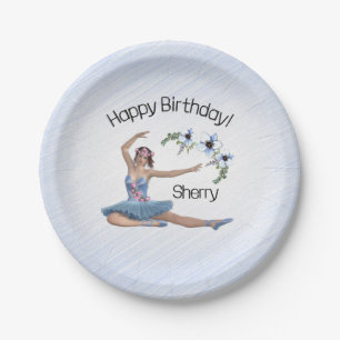 Ballerina in Blue Birthday Paper Plate