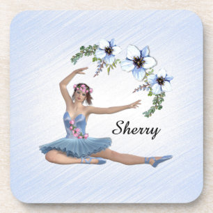 Ballerina in Blue Personal Name Coaster