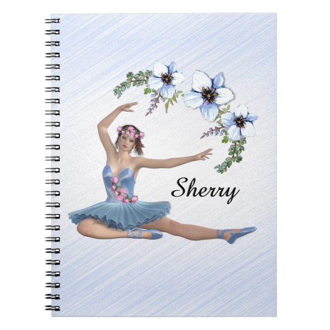 Ballerina in Blue Personal Name Notebook (Front)