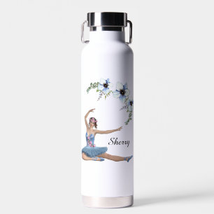Ballerina in Blue Personal Name Water Bottle