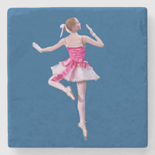 Ballerina in Pink and White Stone Coaster