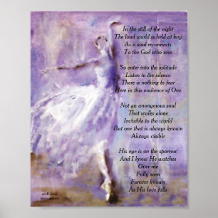 Ballerina in purple with poetry poster