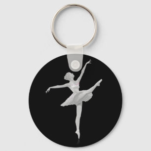 Ballerina in Silver and Black Customisable Key Ring