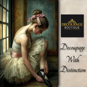 Ballerina in Vintage Pink Bow by Window Decoupage Tissue Paper