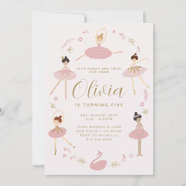 Ballerina Invitation • Ballet Invitation • Modern  (Front)