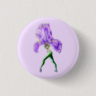 Ballerina Iris Flower Ballet Dancer Button