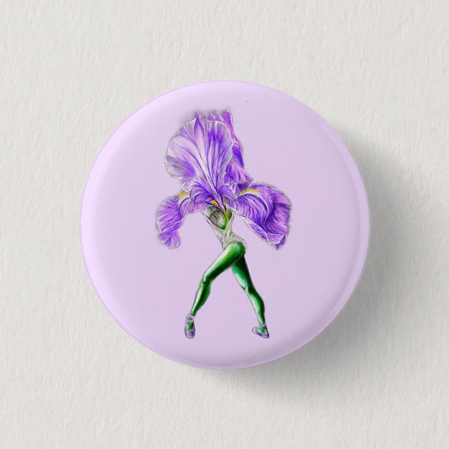 Ballerina Iris Flower Ballet Dancer Button (Front)