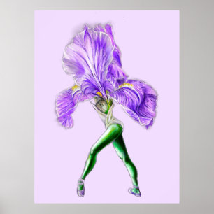 Ballerina Iris Flower Ballet Dancer Poster