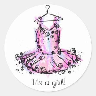 Ballerina, It's a girl! Classic Round Sticker