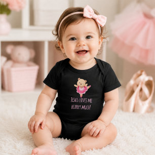Ballerina Jesus Loves Me Bearly Much Christian Baby Bodysuit