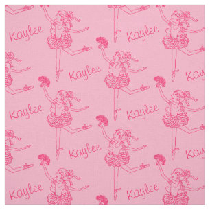 Ballerina line art named pink red fabric