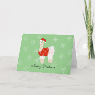 Ballerina Llama Snowflakes Christmas Holiday Card