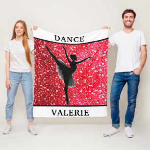 Ballerina Love Dance Red Hearts Fleece Blanket