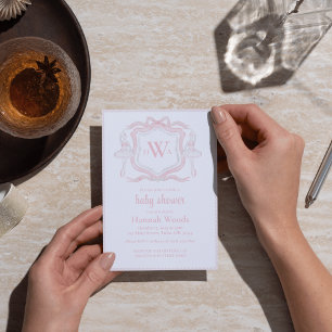 Ballerina Monogram Grandmillennial Baby Shower Invitation