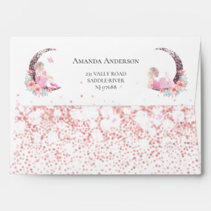 Ballerina Moon Pastel Pink Glitter Envelope