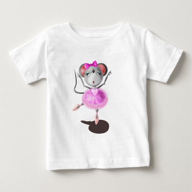 Ballerina Mouse Funny Baby T-Shirt Ballet Dancer (Front)
