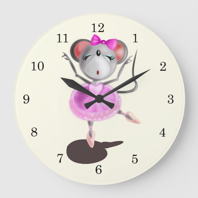 Ballerina Mouse Funny Clock Happy Ballet Dancer (Front)