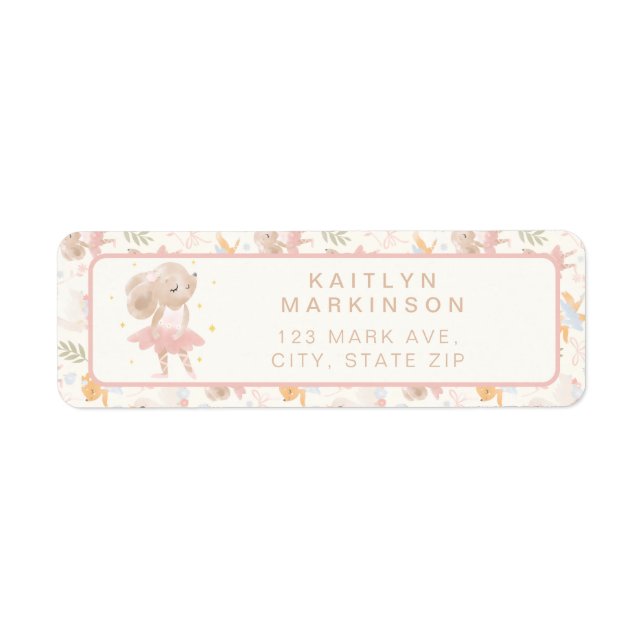 Ballerina Mouse Tutu Excited Baby Shower Return Address Label (Front)