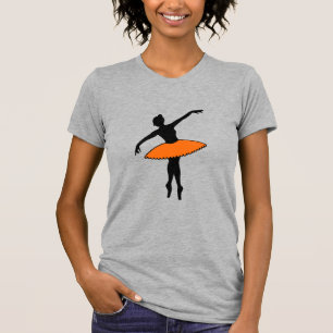 Ballerina Neon Ballet Dancer Silhouette Orange T-Shirt