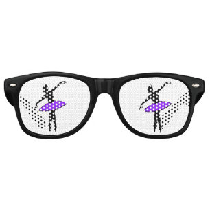 Ballerina Neon Ballet Dancer Silhouette Purple Retro Sunglasses