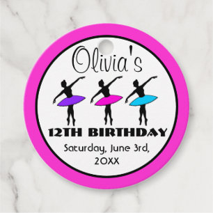 Ballerina Neon Ballet Dancers Dance Birthday Party Favour Tags