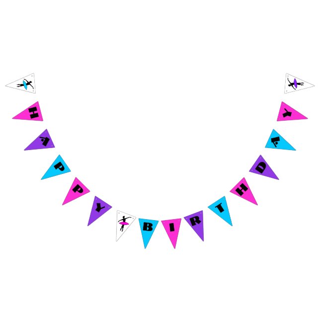 Ballerina Neon Ballet Dancers Dance Happy Birthday Bunting (All)