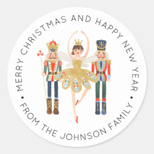 Ballerina Nutcracker Christmas Holiday Classic Rou Classic Round Sticker