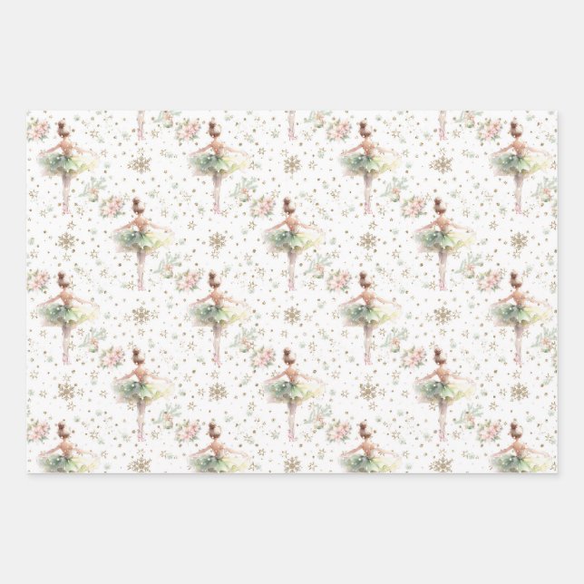 Ballerina Nutcracker Fairy Story Wrapping Paper Sheet (Front)