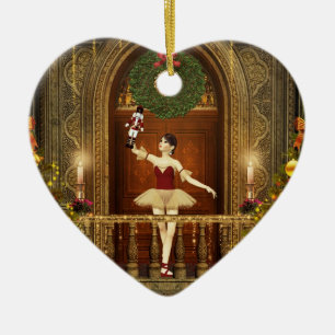 Ballerina Nutcracker Joyeux Noël Heart Ornament