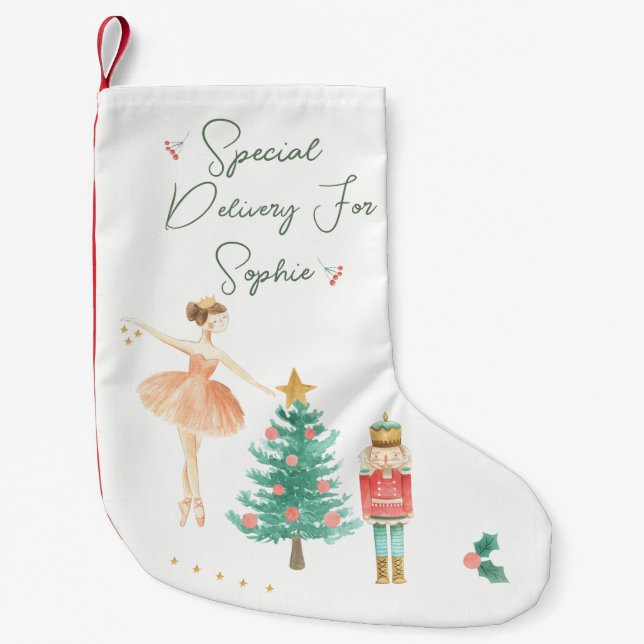 Ballerina, Nutcracker, Tree Christmas Stocking (Front)