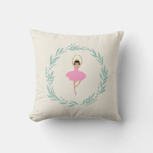 Ballerina Nutcracker Wreath Painting Throw Pillow