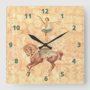 Ballerina on Horseback Square Wall Clock