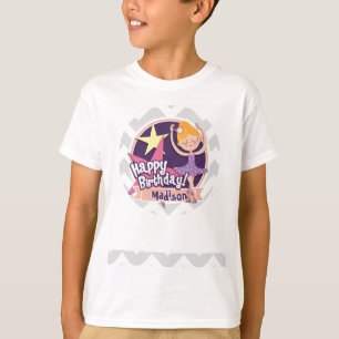 Ballerina on Light Grey and White Chevron Pattern T-Shirt