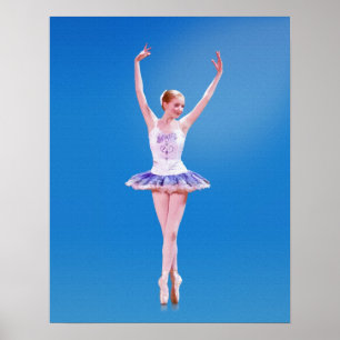 Ballerina on Point in White and Purple Poster