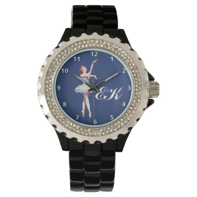 Ballerina On Pointe,  Customisable Monogram Watch (Front)
