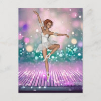 Ballerina on Purple Floor & Teal Background