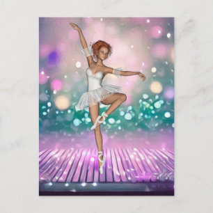 Ballerina on Purple Floor & Teal Background Postcard