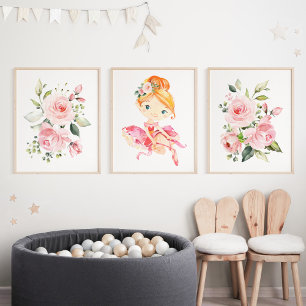 Ballerina, Orange Hair, Pink Flowers, Girl Nursery